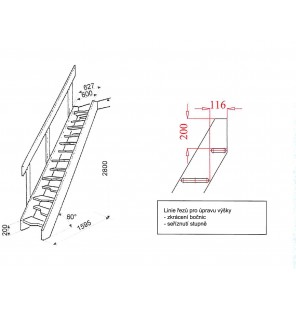 Mlynárske schody so zábradlím SOFTLINE 280x63
